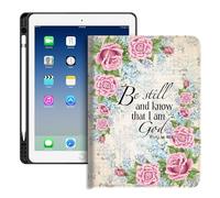 Compatible for iPad Air 11 Inch M3 M2 2025/2024 7th/6th Generation Case and Air 5th/4th Generation Case 10.9 Inch 2022/2020 with Pencil Holder,Pink,Christian Quotes Bible Verse Psalm 46:10