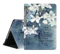 Compatible for iPad Air 11 Inch M3 M2 2025/2024 7th/6th Generation Case and Air 5th/4th Generation Case 10.9 Inch 2022/2020 with Pencil Holder Tablet Cover,Bible Verse 4:13,White Flowers