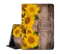 Compatible for iPad Air 5th Generation 2022/Air 4th Generation 2020,Adjustable Stand with Auto Wake/Sleep Protect Smart Case,10.9 inch,Bible Verses 4:13 Wood and Sunflower
