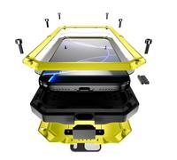 Compatible for iPhone 17 Pro Case, Aluminum Metal Gorilla Glass Shockproof Military Heavy Duty Sturdy Protector Cover Hard Case with Sliding Camera Cover & Screen Protector & Kickstand (Yellow)