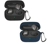Compatible for Jabra Elite 85t Case, onetuo Silicone Case Cover Easy Carrying Protective Case Cover Compatible with Jabra Elite 85t Earbuds (2 pack-Black+Blue)
