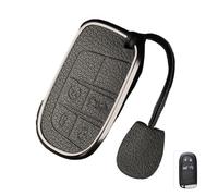Compatible For Jeep Car Key Cover Case Renegade Compass Grand Cherokee Compatible For Chrysler 300C Wrangler Dodge Accessaries Metal Leather(Black Rope)