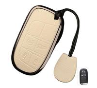 Compatible For Jeep Car Key Cover Case Renegade Compass Grand Cherokee Compatible For Chrysler 300C Wrangler Dodge Accessaries Metal Leather(White Rope)