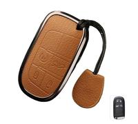 Compatible For Jeep Car Key Cover Case Renegade Compass Grand Cherokee Compatible For Chrysler 300C Wrangler Dodge Accessaries Metal Leather(Brown Rope)