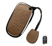 Compatible For Jeep Car Key Cover Case Renegade Compass Grand Cherokee Compatible For Chrysler 300C Wrangler Dodge Accessaries Metal Leather(Brownish Rope)