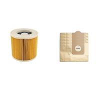 Compatible For Karcher WD3 WD3200 WD3300 MV3 SE4001 A2200 A2500，Vacuum Cleaner Accessories Replacement Parts Hepa Filters Dust Bag Filter Element (Color : Filters 1pcs Dust Bag 5pcs)