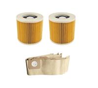 Compatible For Karcher WD3 WD3200 WD3300 MV3 SE4001 A2200 A2500,Vacuum Cleaner Accessories Replacement Parts Hepa Filters Dust Bag Trash Bag (Color : 2pcs Filters 5pcs Dust Bag)