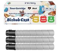Compatible for Konica Minolta Bizhub C258 Toner Cartridge Work for Konica Minolta Bizhub C258 Bizhub C368 Printers, with Chip, High Yield 24000 Pages, High-Definition Printing (3 Pack Black)