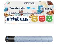 Compatible for Konica Minolta Bizhub C258 Toner Cartridge Work for Konica Minolta Bizhub C258 Bizhub C368 Printers, with Chip, High Yield 24000 Pages, High-Definition Printing (1 Pack Cyan)