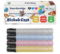 Compatible for Konica Minolta Bizhub C258 Toner Cartridge Work for Konica Minolta Bizhub C258 Bizhub C368 Printers, with Chip, High Yield 24000 Pages, High-Definition Printing (4-Pack BK/C/M/Y)