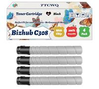 Compatible for Konica Minolta Bizhub C308 Toner Cartridge Work for Konica Minolta Bizhub C258 Bizhub C308 Bizhub Printers (4 Pack Black)