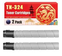 Compatible for Konica Minolta TN-324 Bizhub C258 C308 C368 Toner Cartridges Printers, With Chip Large Capacity 38000 Pages (2 Pack Black)