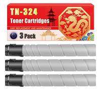 Compatible for Konica Minolta TN-324 Bizhub C258 C308 C368 Toner Cartridges Printers, With Chip Large Capacity 38000 Pages (3 Pack Black)