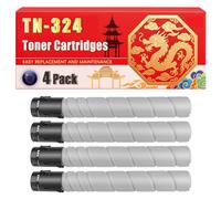 Compatible for Konica Minolta TN-324 Bizhub C258 C308 C368 Toner Cartridges Printers, With Chip Large Capacity 38000 Pages (4 Pack Black)
