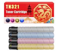 Compatible for Konica Minolta TN321 Bizhub C224 Bizhub C284 Bizhub C364 Toner Cartridge Printers, With Chip Large Capacity 10000 Pages (4-Pack BK/C/M/Y)