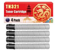 Compatible for Konica Minolta TN321 Bizhub C224 C284 C364 Toner Cartridge Printers, With Chip Large Capacity 27000 Pages (4 Pack Black)
