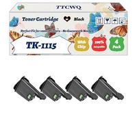 Compatible for Kyocera TK-1115 Toner Cartridge Work for Kyocera FS-1320MFP FS-1041 FS-1220MFP FS-1320DN Printers, with Chip, High Yield 2500 Pages, High-Definition Printing (4 Pack Black)