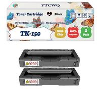 Compatible for Kyocera TK-150 Toner Cartridge Work for Kyocera FS-C1020MFP Multifunction Printers, with Chip, High Yield 6500 Pages, High-Definition Printing (2 Pack Black)
