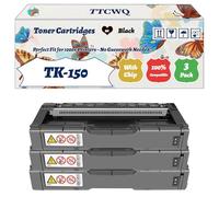 Compatible for Kyocera TK-150 Toner Cartridges Work for Kyocera FS-C1020MFP Printers, with Chip, High Yield 7500 Pages, High-Definition Printing (3 Pack Black)