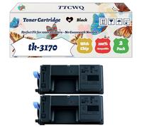 Compatible for Kyocera tk-3170 Toner Cartridge Work for Kyocera ECOSYS P3050 P3055 Mono ECOSYS P3060 P3150dn Printers, with Chip, High Yield 15500 Pages, High-Definition Printing (2-Pack Black)