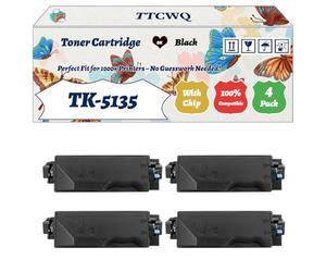 Compatible for Kyocera TK-5135 Toner Cartridge Work for Kyocera TASKalfa 265ci 266ci Printers, with Chip, High Yield 10000 Pages, High-Definition Printing (4 Pack Black)