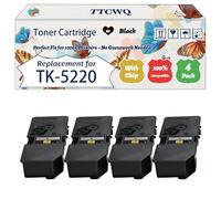 Compatible for Kyocera TK-5220 Toner Cartridge Work for Kyocera ECOSYS M5521cdn M5521cdw P5021cdn P5021 Printers, with Chip, High Yield 1200 Pages, High-Definition Printing (4 Pack Black)