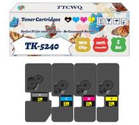 Compatible for Kyocera TK-5240 Toner Cartridges Work for Kyocera ECOSYS M 5526 Series P 5026 cdn P 5026 cdw Printers, with Chip, High Yield 4000 Pages, High-Definition Printing (4-Pack BK/C/M/Y)