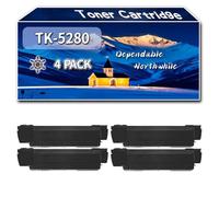 Compatible for Kyocera TK-5280 Toner Cartridge, Work for Kyocera ECOSYS M6235cidn ECOSYS M6635cidn ECOSYS P6235cdn Printers, Toner Cartridge TK-5280C TK-5280M TK-5280Y TK-5280K (4 Pack Black)