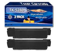 Compatible for Kyocera TK-5280 Toner Cartridge, Work for Kyocera ECOSYS M6235cidn ECOSYS M6635cidn ECOSYS P6235cdn Printers, Toner Cartridge TK-5280C TK-5280M TK-5280Y TK-5280K (2 Pack Black)
