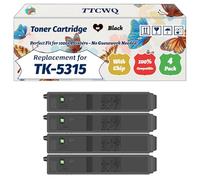 Compatible for Kyocera TK-5315 Toner Cartridge Work for Kyocera TASKalfa 408ci TASKalfa 508ci Printers, with Chip, High Yield 24000 Pages, High-Definition Printing (4 Pack Black)