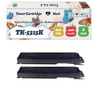 Compatible for Kyocera TK-5315K TK-5315C TK-5315M TK-5315Y Toner Cartridge Work for Kyocera TASKalfa 408ci TASKalfa Printers (2 Pack Black)