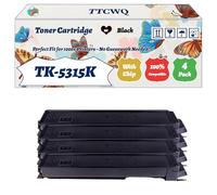 Compatible for Kyocera TK-5315K TK-5315C TK-5315M TK-5315Y Toner Cartridge Work for Kyocera TASKalfa 408ci TASKalfa Printers (4 Pack Black)