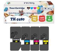 Compatible for Kyocera TK-5480 Toner Cartridge Work for Kyocera Ecosys PA2101cx PA2101cwx MA2101cfx MA2101cwfx Printers, with Chip, High Yield 1500 Pages, High-Definition Printing (4-Pack BK/C/M/Y)