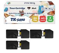 Compatible for Kyocera TK-5490 Toner Cartridge Work for Kyocera TK5490 TK-5490K 1T0C220NL1 TK-5490C 1T0C22CNL1 TK-5490M 1T0C22BNL1 TK-5490Y Printers (3 Pack Black)