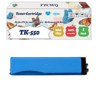 Compatible for Kyocera TK-550 Toner Cartridge Work for Kyocera FS-C5200DN Printers, with Chip, High Yield 8000 Pages, High-Definition Printing (1 Pack Cyan)