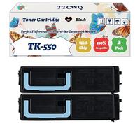Compatible for Kyocera TK-550 Toner Cartridge Work for Kyocera FS-C5200DN Printers, with Chip, High Yield 8000 Pages, High-Definition Printing (2 Pack Black)