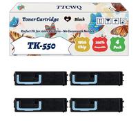 Compatible for Kyocera TK-550 Toner Cartridge Work for Kyocera FS-C5200DN Printers, with Chip, High Yield 8000 Pages, High-Definition Printing (4 Pack Black)