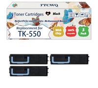 Compatible for Kyocera TK-550 Toner Cartridges Work for Kyocera FS-C 5200 DN Printers, with Chip, High Yield 7000 Pages, High-Definition Printing (3 Pack Black)