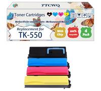 Compatible for Kyocera TK-550 Toner Cartridges Work for Kyocera FS-C 5200 DN Printers, with Chip, High Yield 7000 Pages, High-Definition Printing (4-Pack BK/C/M/Y)