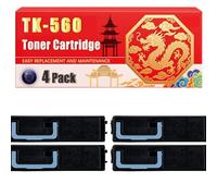 Compatible for Kyocera TK-560 ECOSYS P6030cdn FS-C5300DN FS-C5350 Toner Cartridge Printers, With Chip Large Capacity 12000 Pages (4 Pack Black)