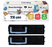 Compatible for Kyocera TK-560 Toner Cartridge Work for Kyocera ECOSYS P6030cdn FS-C5300DN FS-C5350 Printers, with Chip, High Yield 12000 Pages, High-Definition Printing (2 Pack Black)