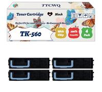 Compatible for Kyocera TK-560 Toner Cartridge Work for Kyocera ECOSYS P6030cdn FS-C5300DN FS-C5350 Printers, with Chip, High Yield 12000 Pages, High-Definition Printing (4 Pack Black)