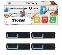Compatible for Kyocera TK-560 Toner Cartridges Work for Kyocera FS-C5300DN FS-C5350DN Printers, with Chip, High Yield 22000 Pages, High-Definition Printing (4 Pack Black)