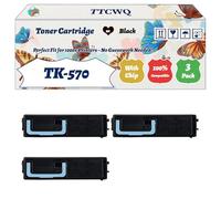 Compatible for Kyocera TK-570 Toner Cartridge Work for Kyocera FS-C5400DN Printers, with Chip, High Yield 26000 Pages, High-Definition Printing (3 Pack Black)