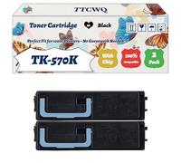 Compatible for Kyocera TK-570K TK-570C TK-570M TK-570Y Toner Cartridge Work for Kyocera FS-C5400DN Printers, with Chip, High Yield 26000 Pages, High-Definition Printing (2 Pack Black)