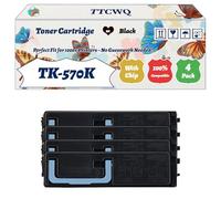 Compatible for Kyocera TK-570K TK-570C TK-570M TK-570Y Toner Cartridge Work for Kyocera FS-C5400DN Printers, with Chip, High Yield 26000 Pages, High-Definition Printing (4 Pack Black)