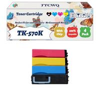 Compatible for Kyocera TK-570K TK-570C TK-570M TK-570Y Toner Cartridge Work for Kyocera FS-C5400DN Printers, with Chip, High Yield 26000 Pages, High-Definition Printing (4-Pack BK/C/M/Y)