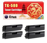 Compatible for Kyocera TK-580 ECOSYS P6021cdn FS-C5150DN Toner Cartridge Printers, With Chip Large Capacity 3500 Pages (4 Pack Black)