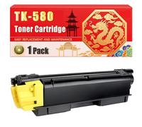 Compatible for Kyocera TK-580 ECOSYS P6021cdn FS-C5150DN Toner Cartridge Printers, With Chip Large Capacity 3500 Pages (1 Pack Yellow)