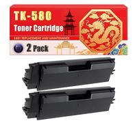 Compatible for Kyocera TK-580 ECOSYS P6021cdn FS-C5150DN Toner Cartridge Printers, With Chip Large Capacity 3500 Pages (2 Pack Black)